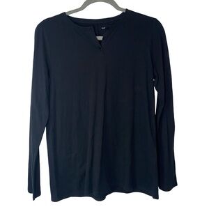 Eileen Fisher Classic 100% organic cotton black long sleeve pullover lightweight